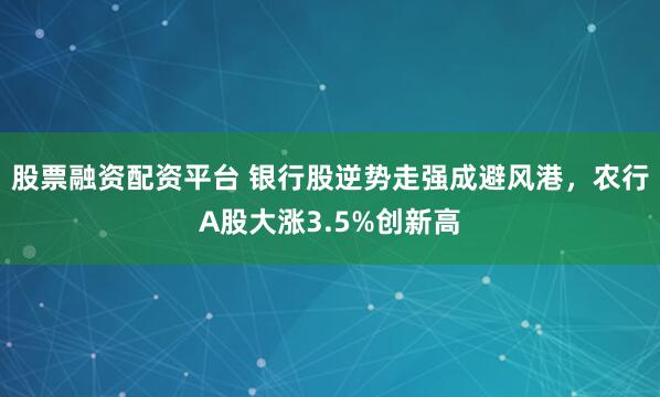 股票融资配资平台 银行股逆势走强成避风港，农行A股大涨3.5%创新高